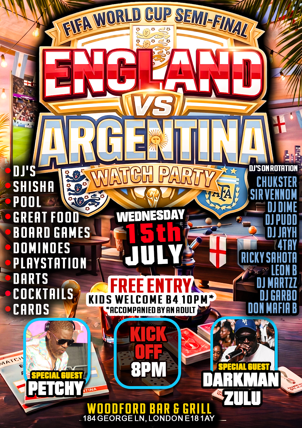 ENGLAND VS ARGENTINA Watch Party