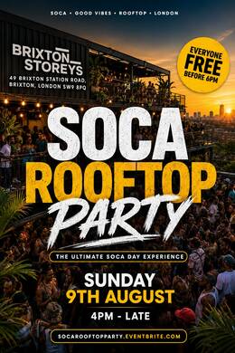 Soca Rooftop Party - Everyone Free Before 6PM