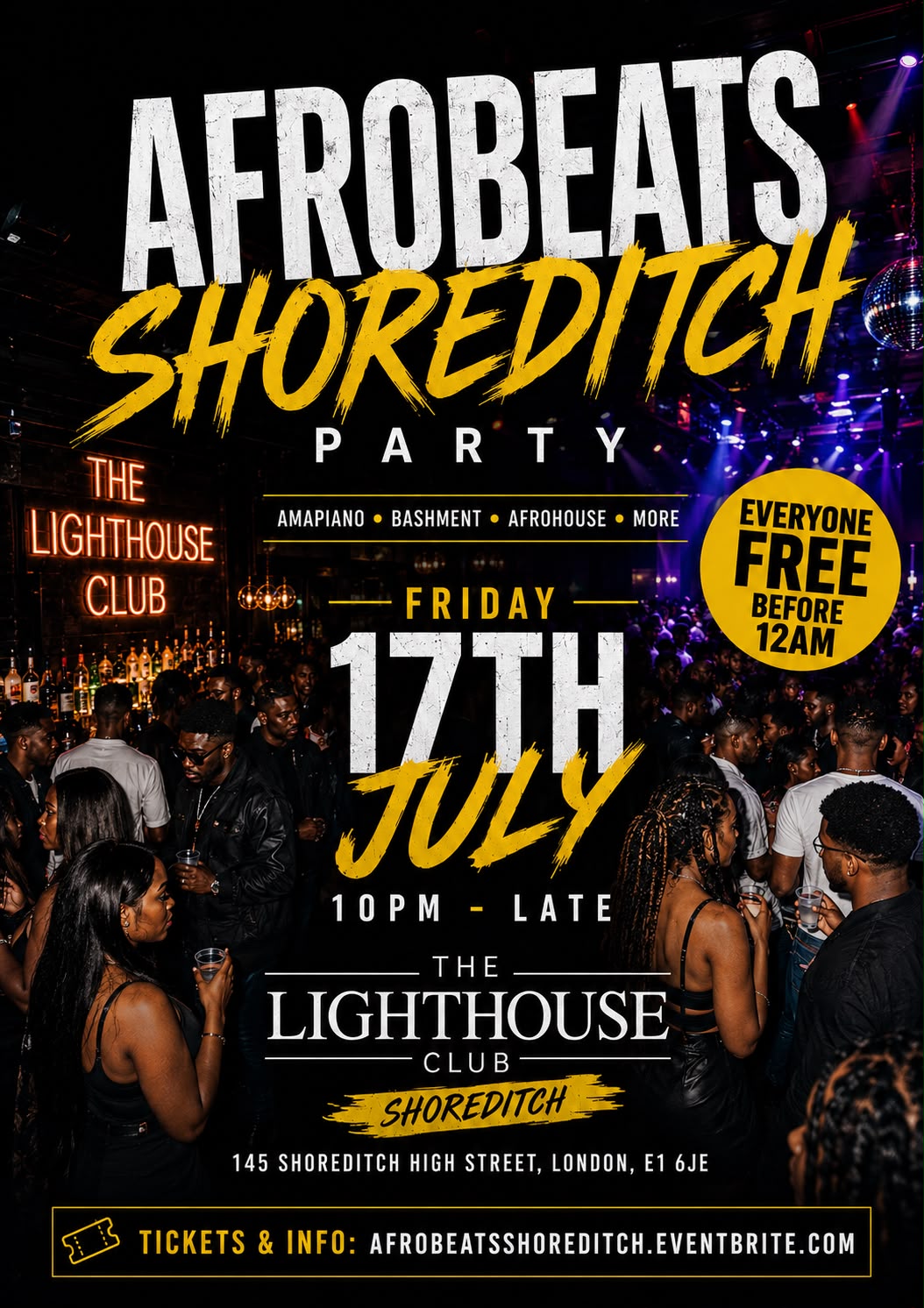 Afrobeats Shoreditch Party - Everyone Free Before 12AM