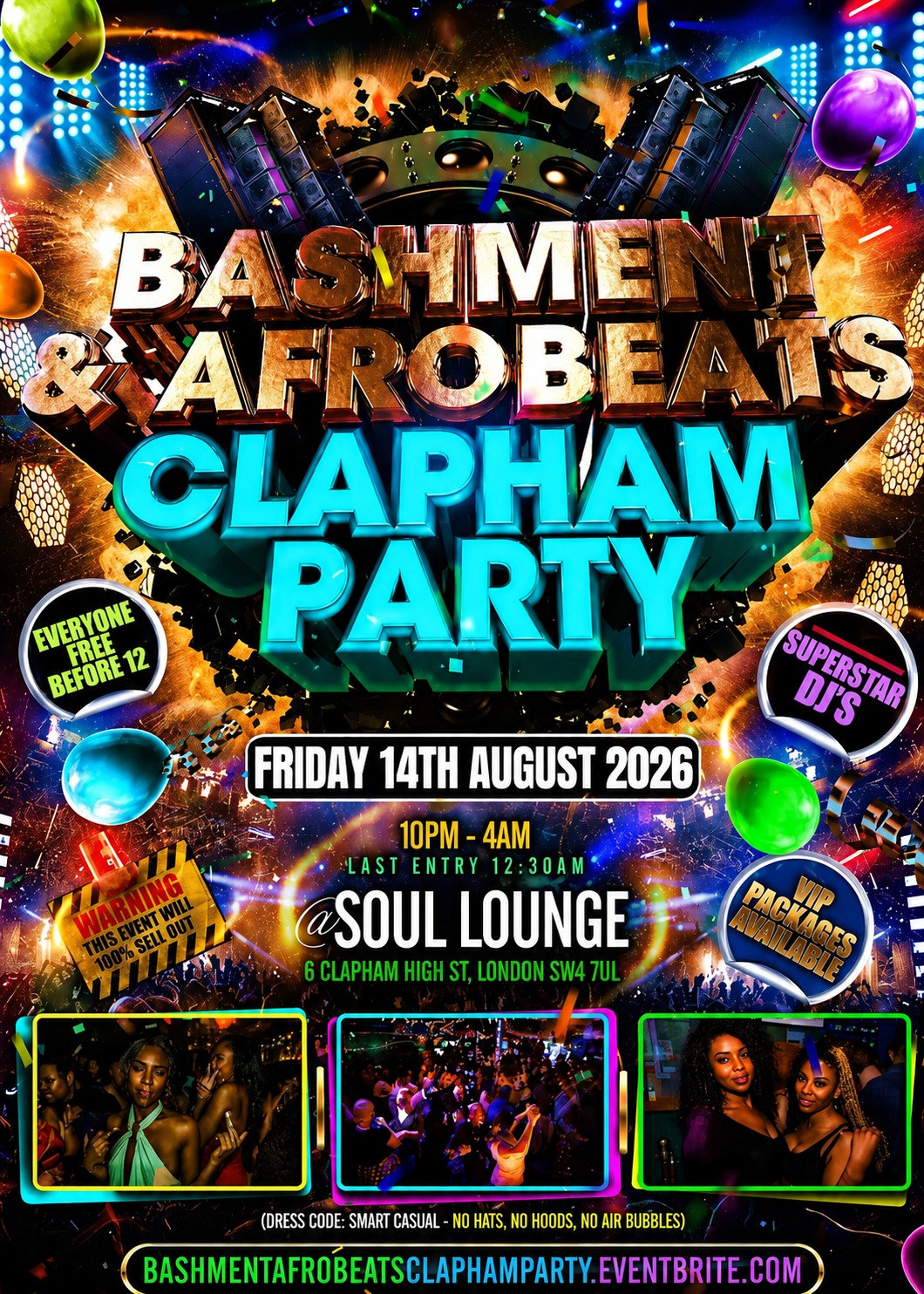 Bashment & Afrobeats Clapham Party - Everyone Free Before 12AM