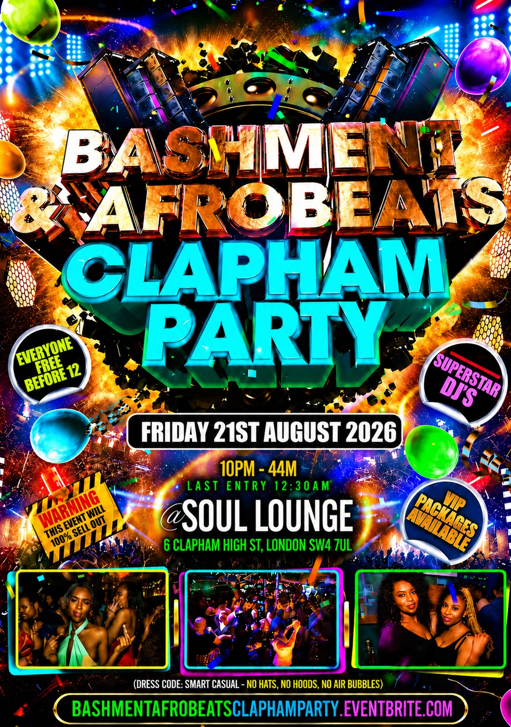 Bashment & Afrobeats Clapham Party - Everyone Free Before 12AM