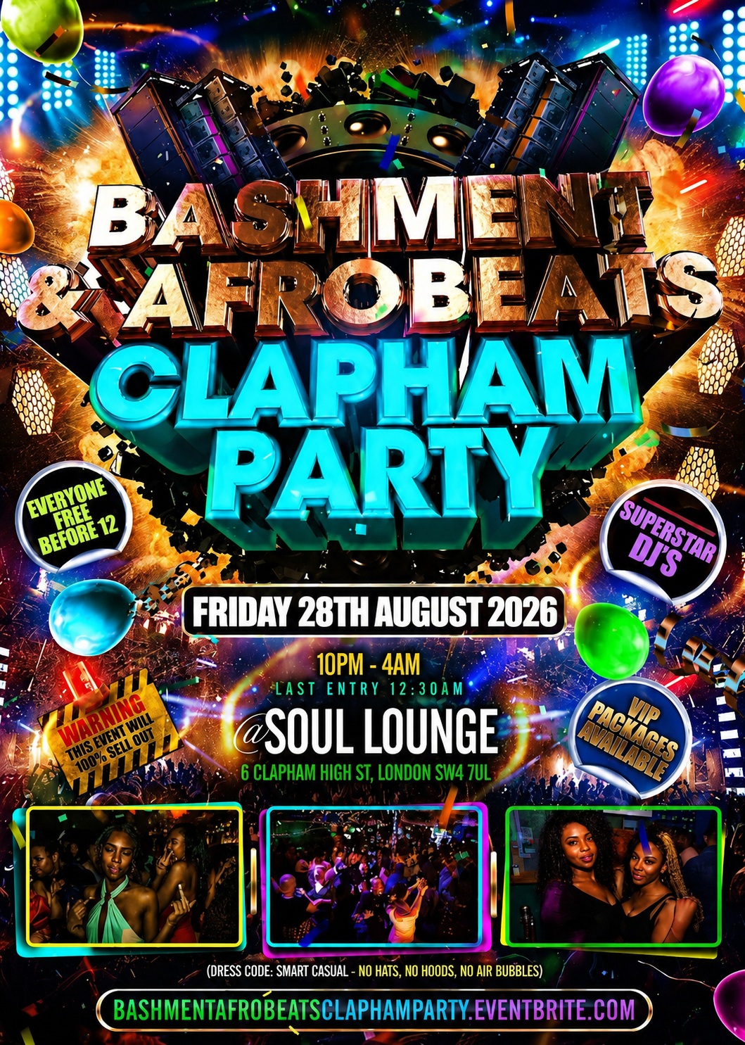 Bashment & Afrobeats Clapham Party - Everyone Free Before 12AM