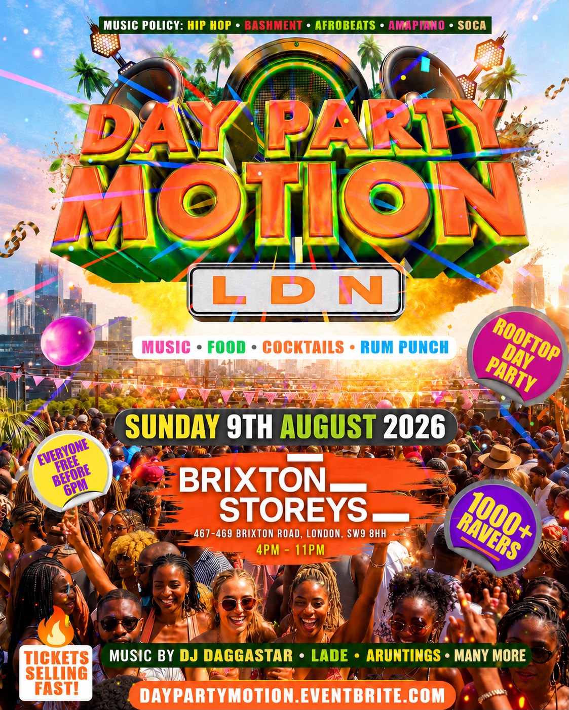 Day Party Motion - LDN - Everyone Free Before 6PM