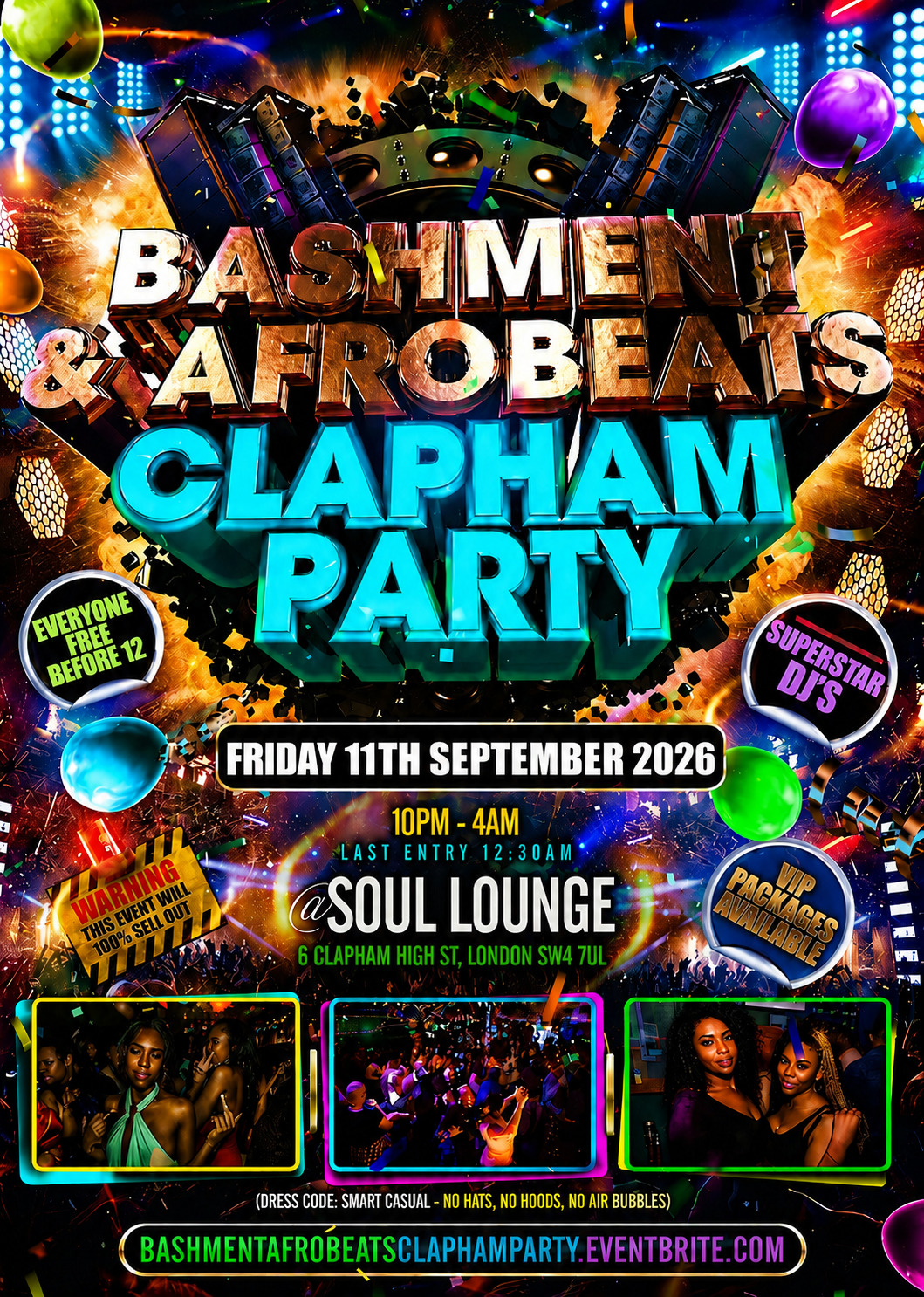 Bashment & Afrobeats Clapham Party - Everyone Free Before 12AM