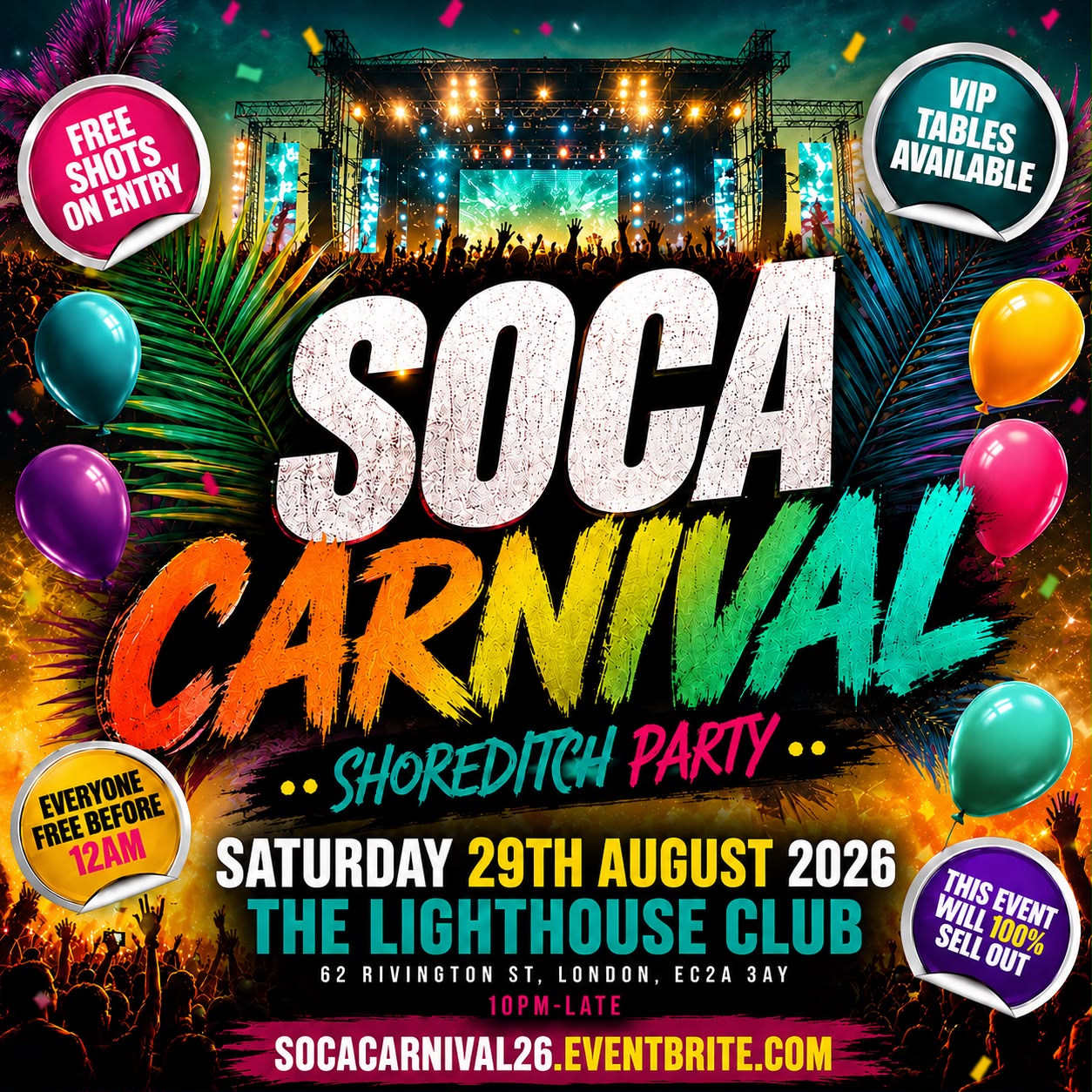 Soca Carnival - Shoreditch Party - Everyone Free Before 12AM