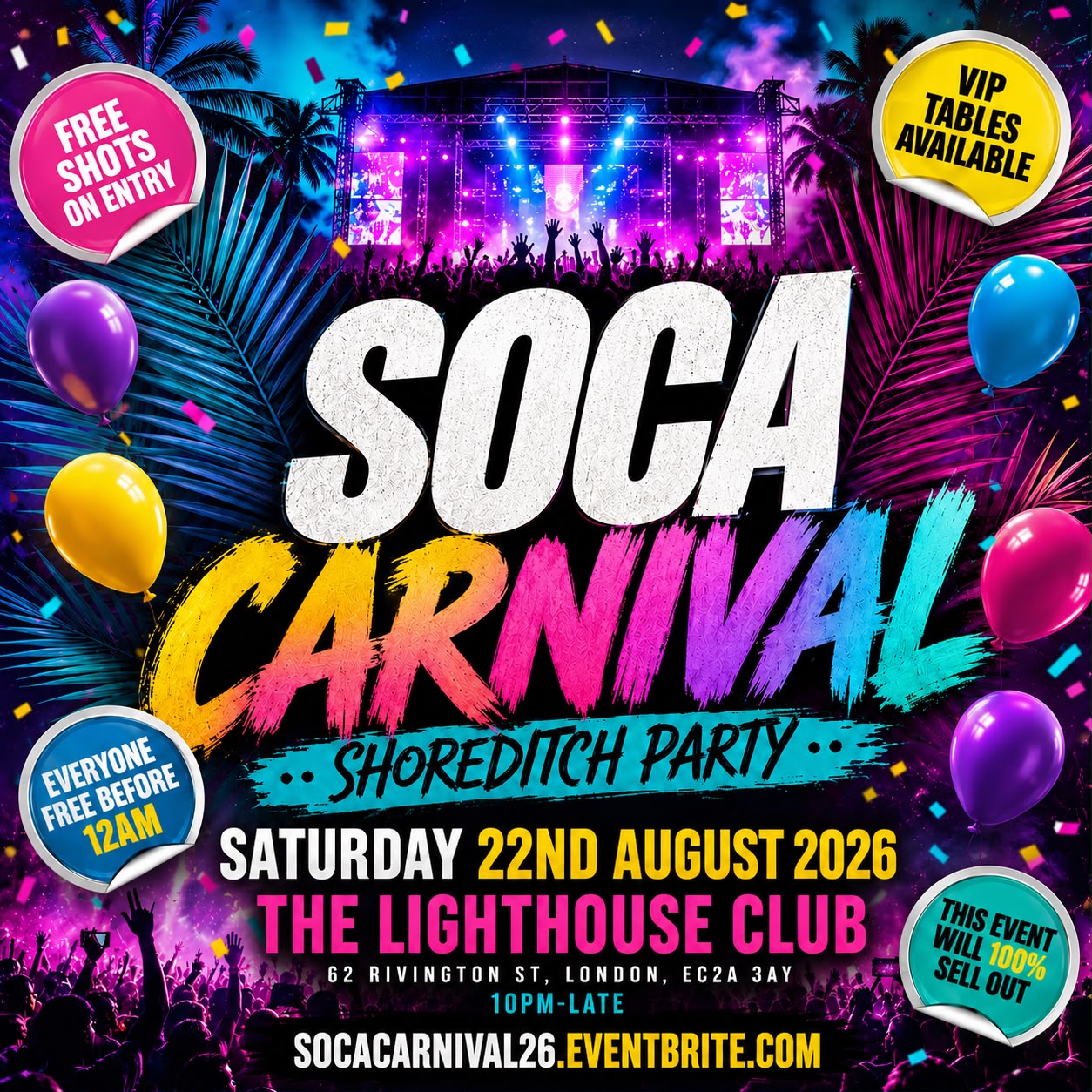 Soca Carnival - Shoreditch Party - Everyone Free Before 12AM