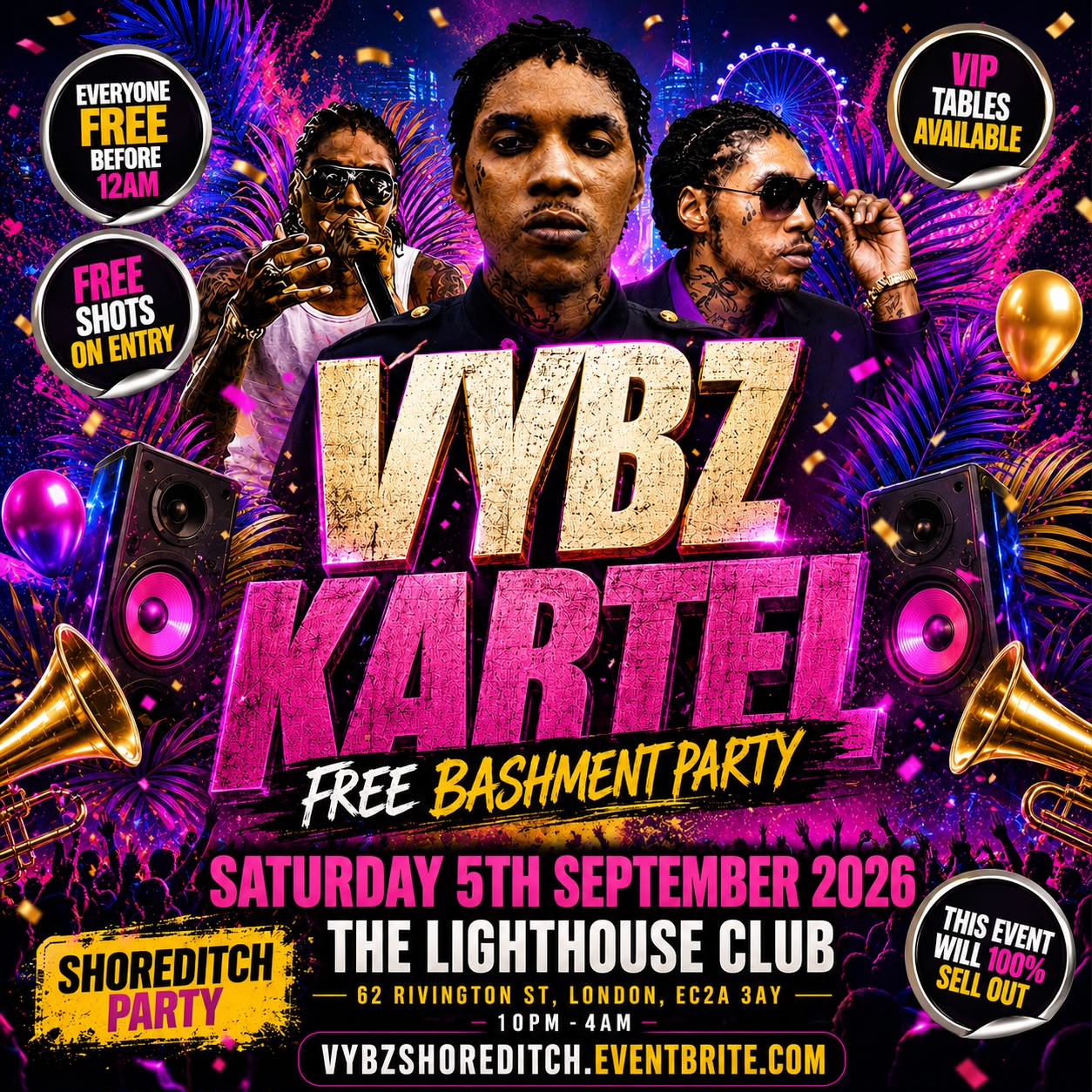 VYBZ Kartel - Free Bashment Party - Everyone Free Before 12AM