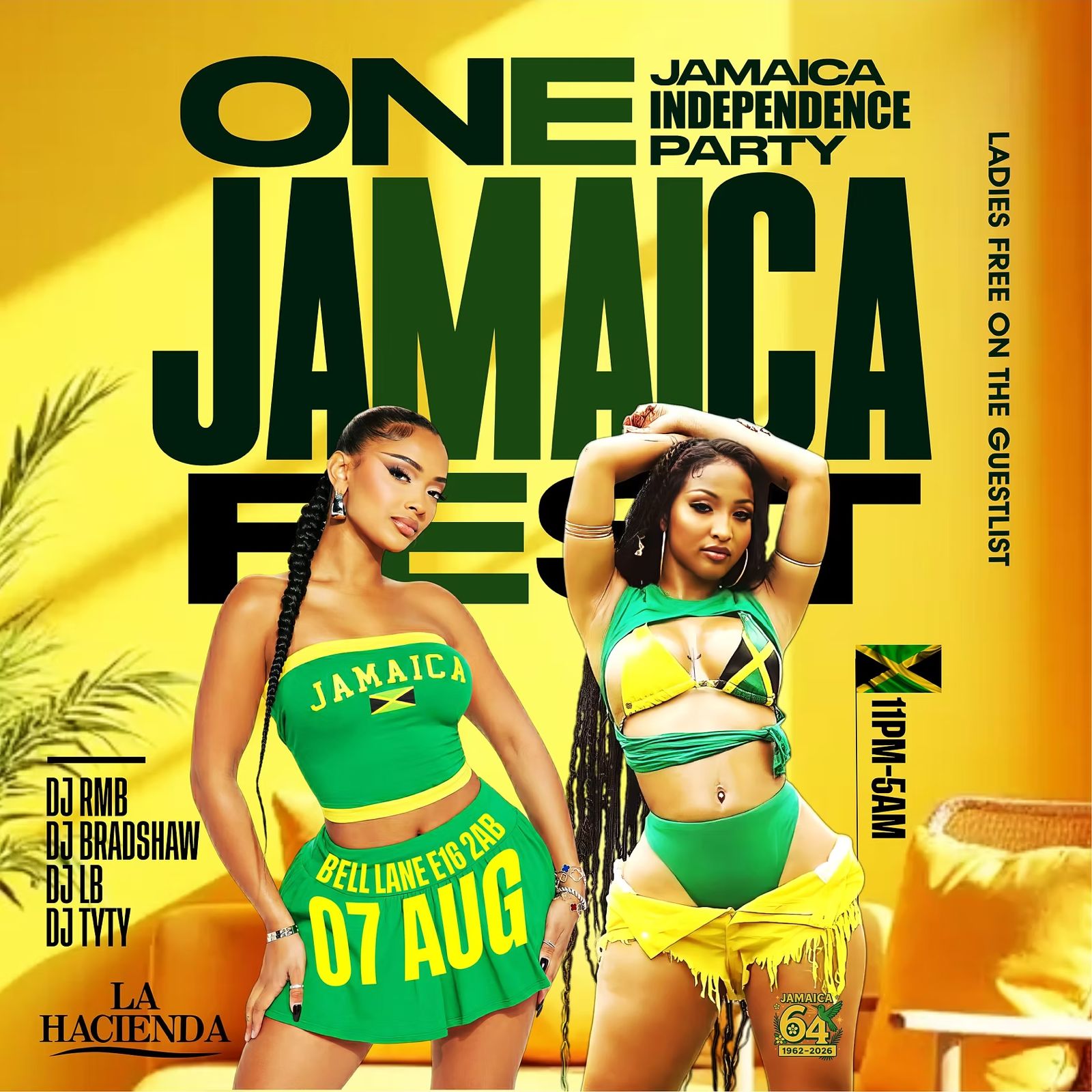 JAMAICA INDEPENDENCE PARTY FRI 7TH AUG | LA HACIENDA E16 2AB