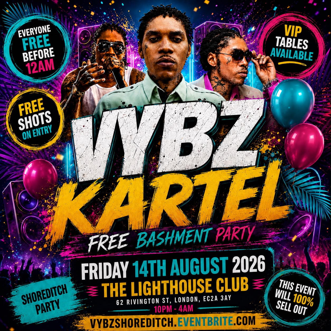 VYBZ Kartel - Free Bashment Party - Everyone Free Before 12AM