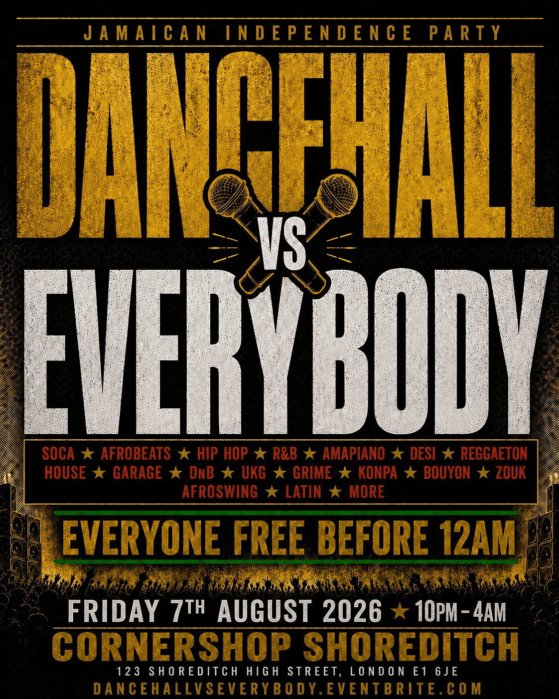 Dancehall Vs Everybody Shoreditch – Everyone Free Before 12AM