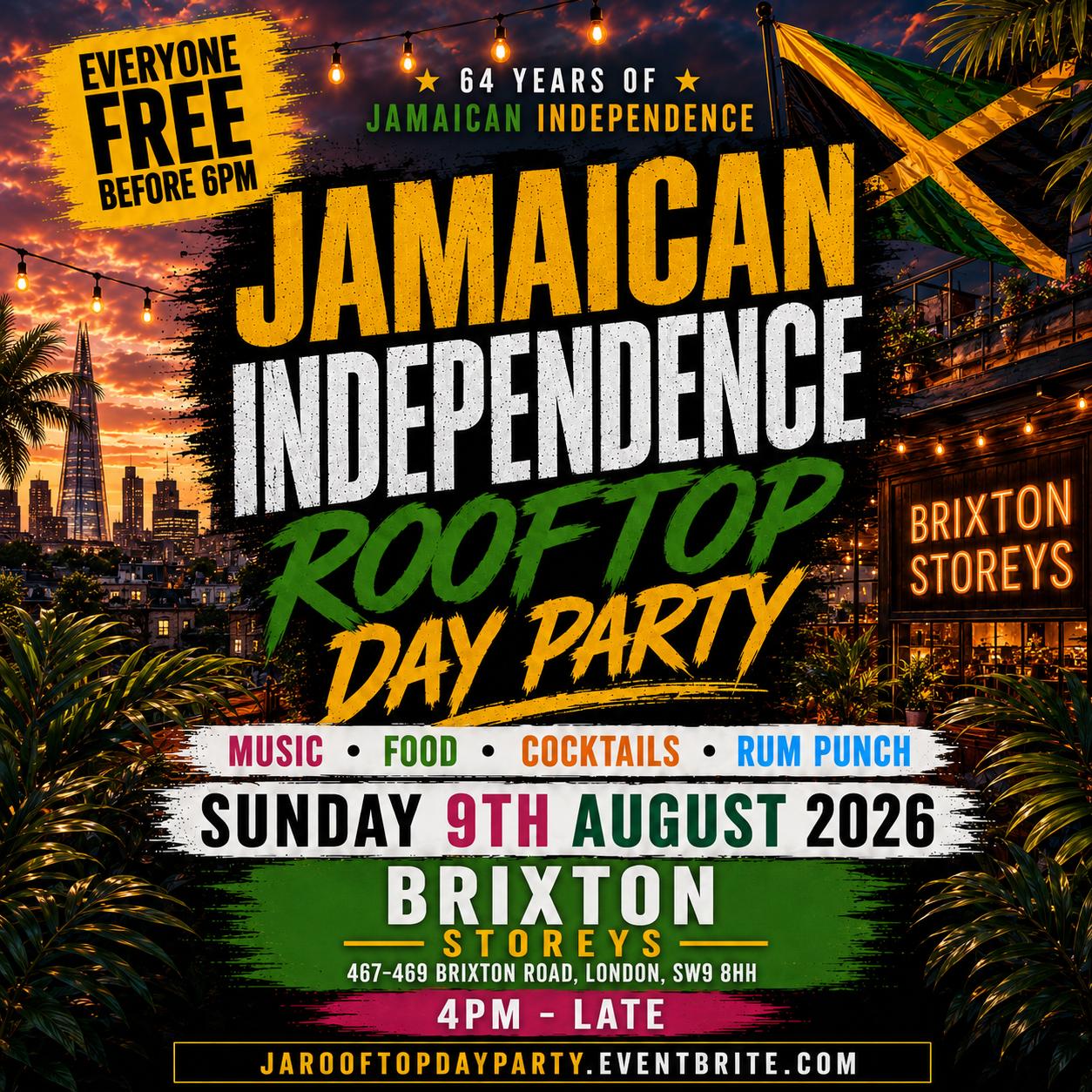Jamaican Independence - Rooftop Day Pary - Everyone Free Before 6PM
