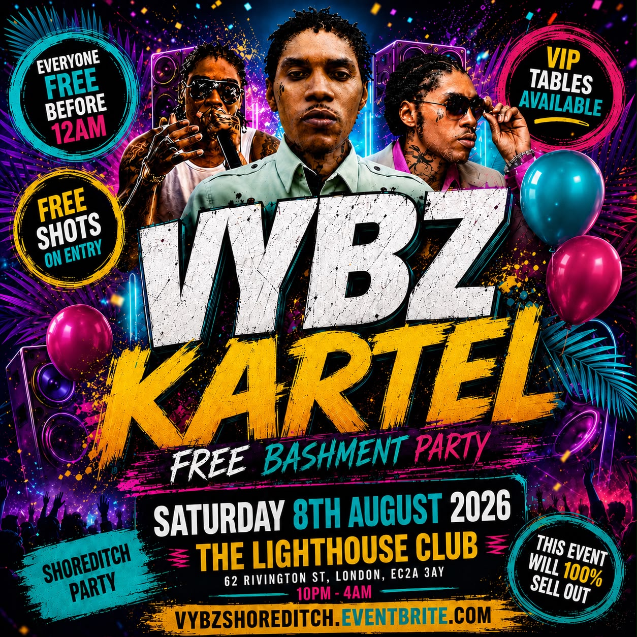 VYBZ Kartel - Free Bashment Party - Everyone Free Before 12AM