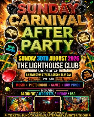 Sunday Carnival After Party - Everyone Free Before 12AM