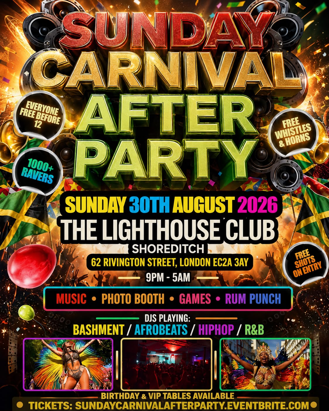 Sunday Carnival After Party - Everyone Free Before 12AM