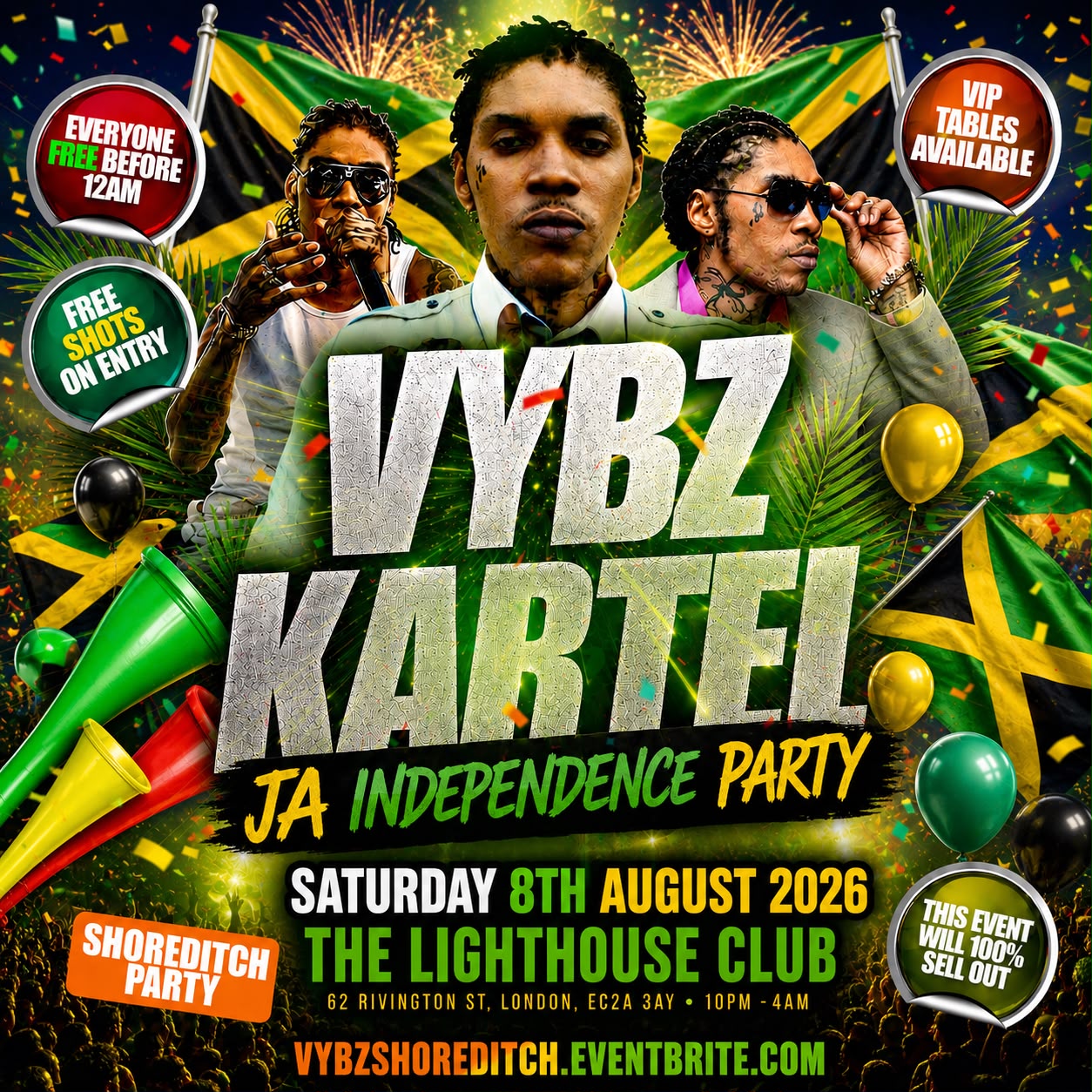 VYBZ Kartel - JA Independence Party - Everyone Free Before 12AM