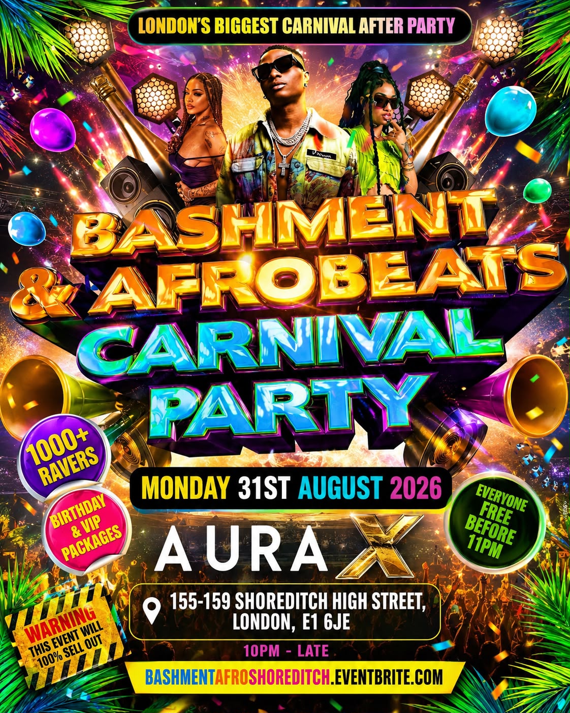 Bashment & Afrobeats - Carnival Party - Everyone Free Before 11PM