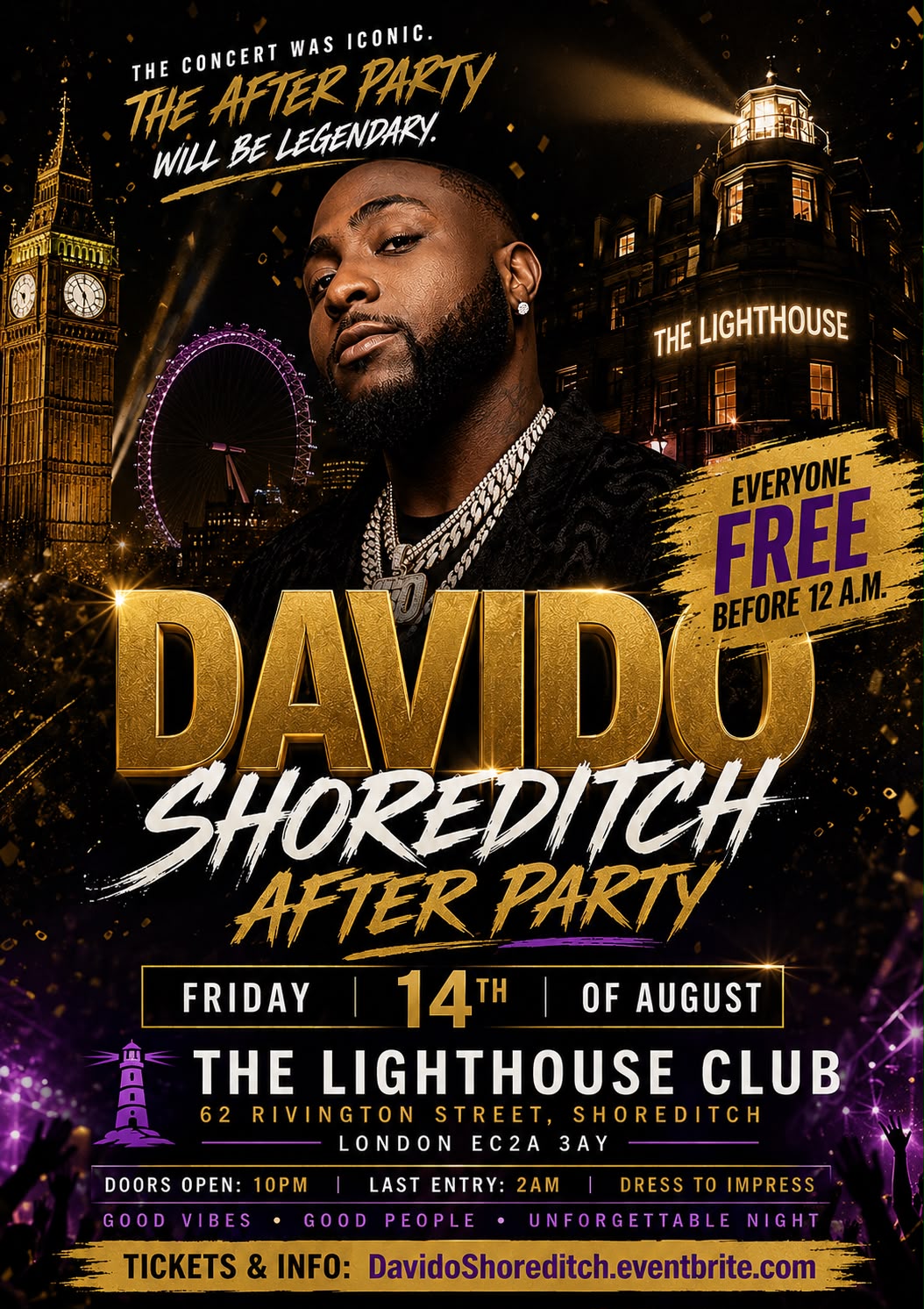 DAVIDO Shoreditch After Party - Everyone Free Before 12AM