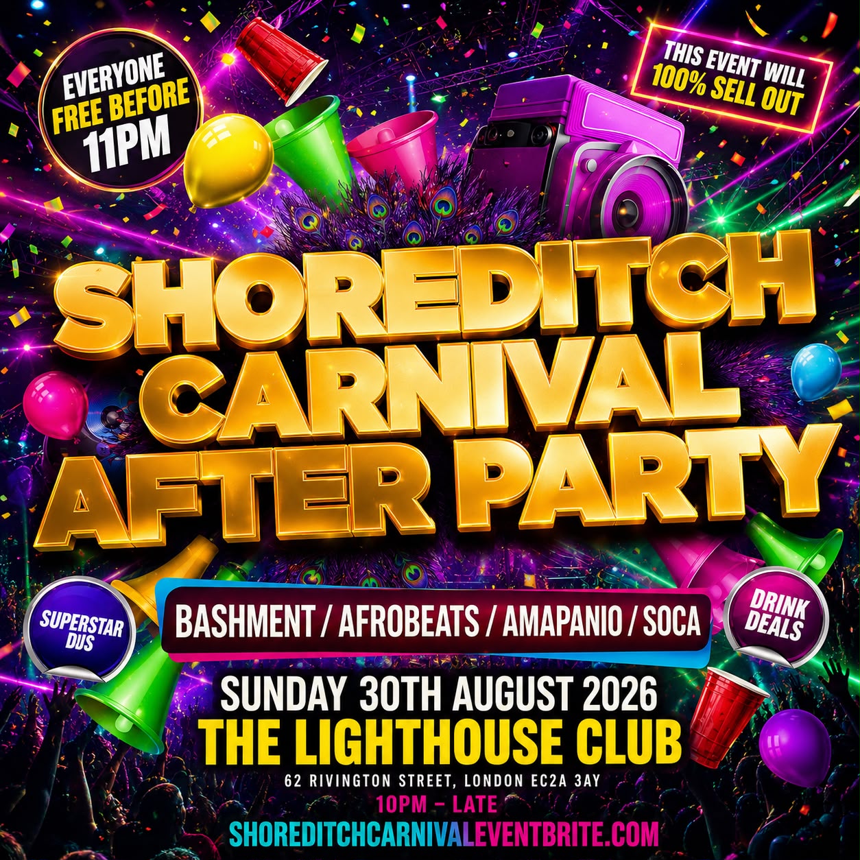Shoreditch Carnival After Party - Everyone Free Before 11PM