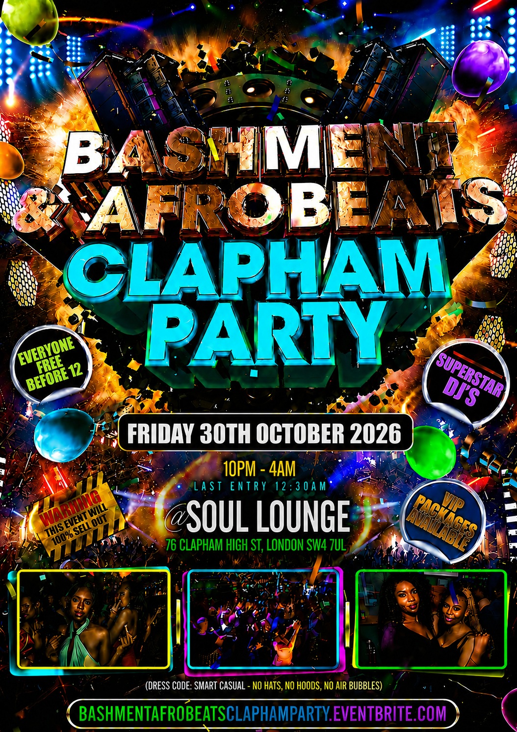 Bashment & Afrobeats Clapham Party - Everyone Free Before 12AM