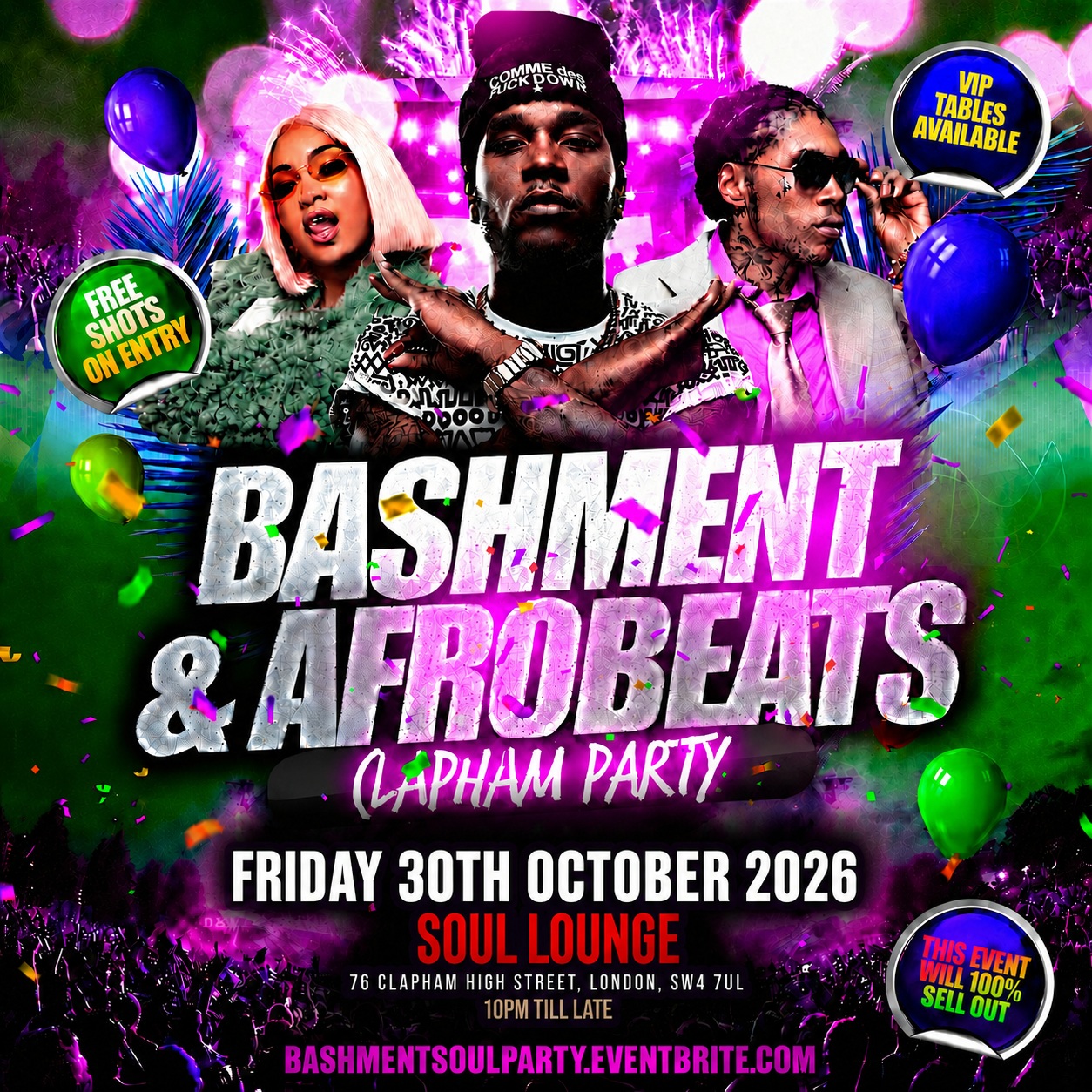 Bashment & Afrobeats Clapham Party - Everyone Free Before 12AM