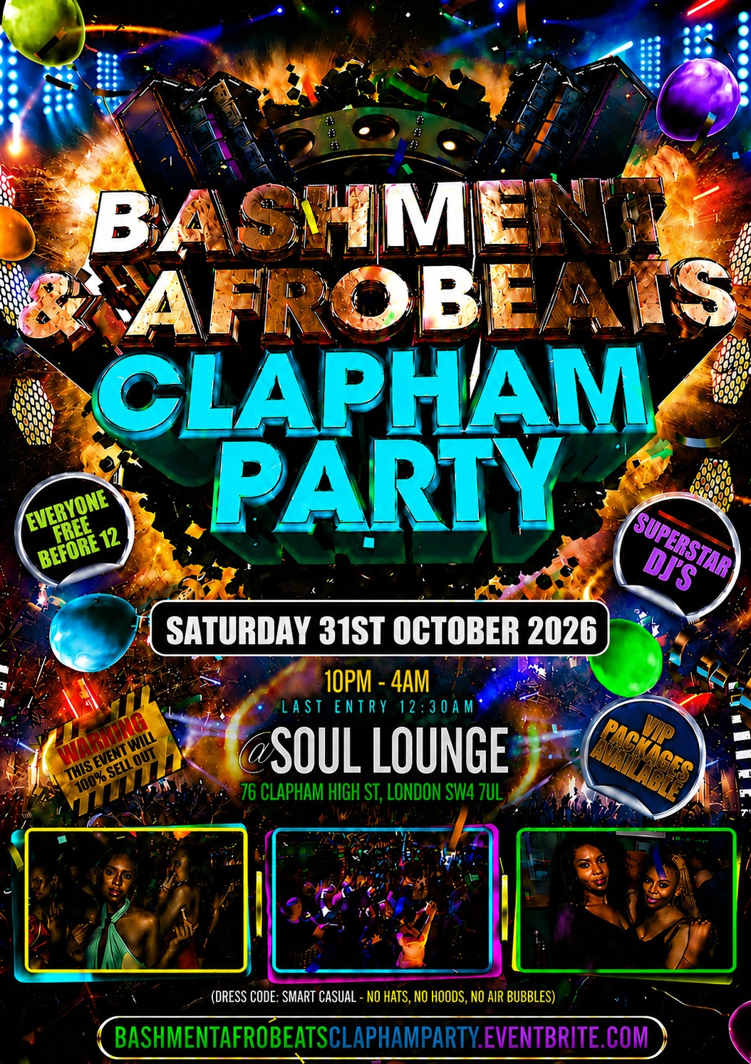 Bashment & Afrobeats Clapham Party - Everyone Free Before 12AM
