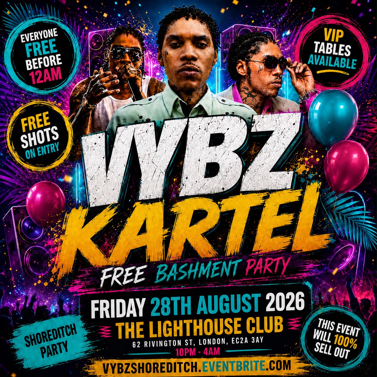 VYBZ Kartel - Free Bashment Party - Everyone Free Before 12AM