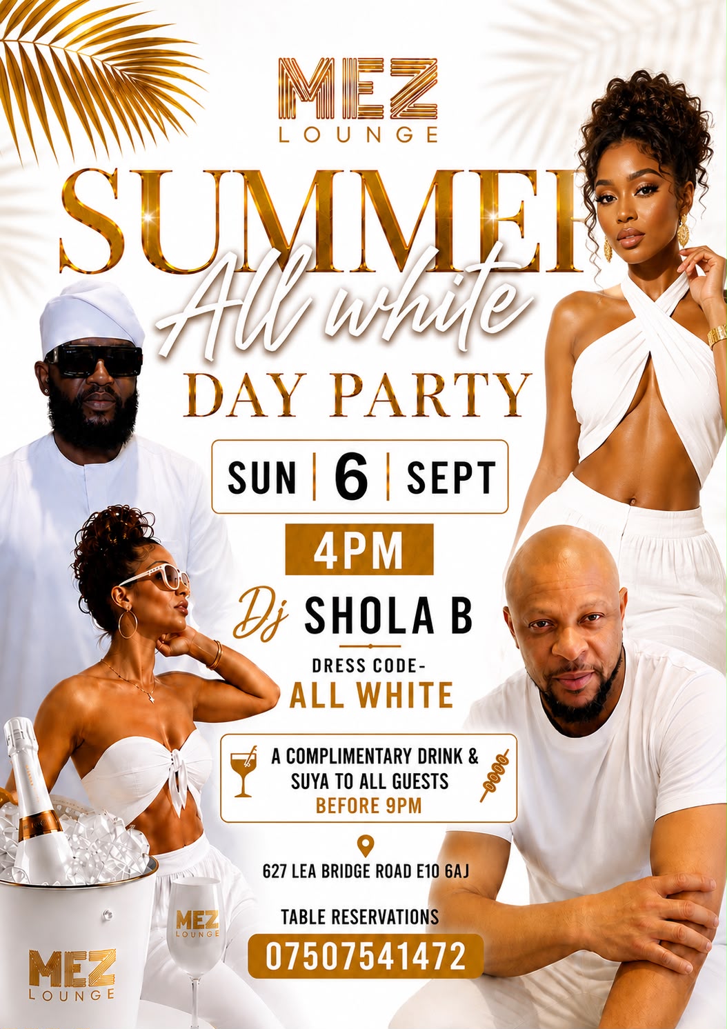 DAY EVENT ✨️ALL WHITE PARTY✨️  THIS SUN 6TH SEPT @MEZ LOUNGE