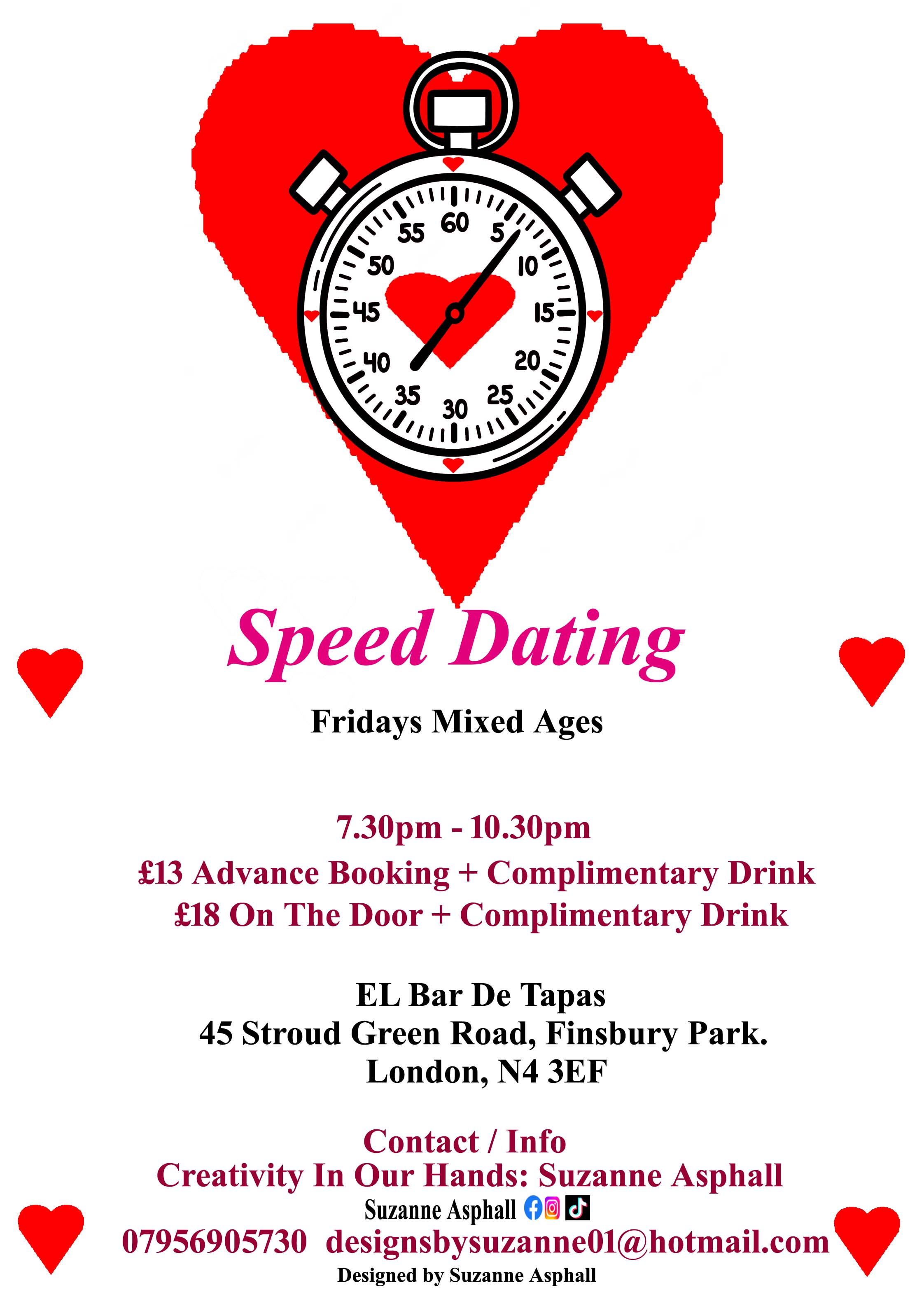 Speed Dating. Mixed Ages Fridays. El Bar De Tapas. Finsbury Park. 