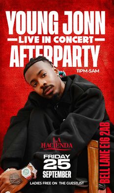 YOUNG JOHN LIVE IN CONCERT AFTER PARTY AT  LA HACIENDA 25TH OF SEPTEMBER