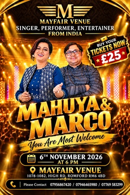 MAHUYA & MARCO – Live Musical Evening at Mayfair Venue