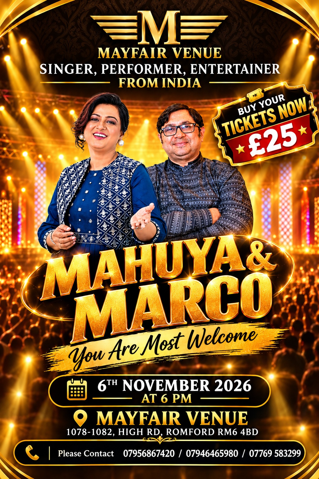 MAHUYA & MARCO – Live Musical Evening at Mayfair Venue
