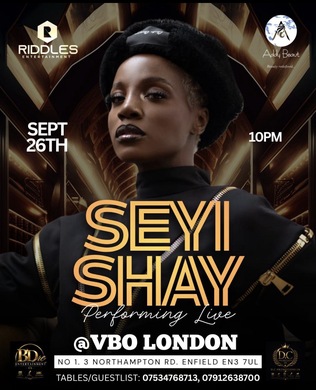 SEYI SHAY  PERFORMING LIVE IN LONDON 
