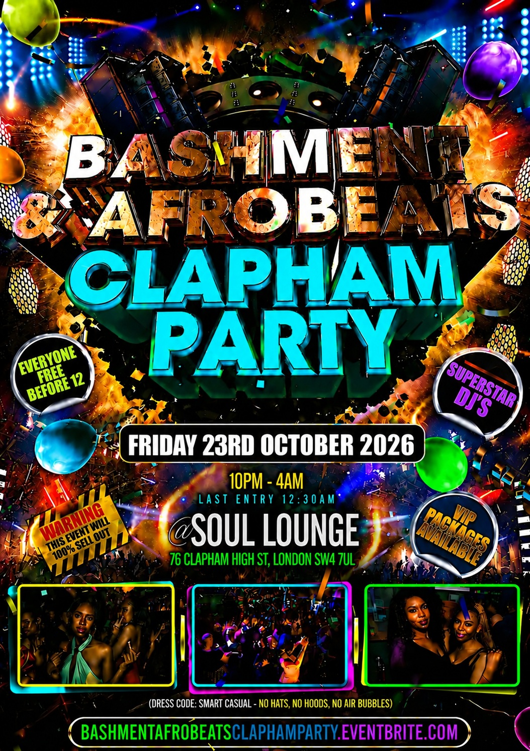 Bashment & Afrobeats Clapham Party - Everyone Free Before 12AM
