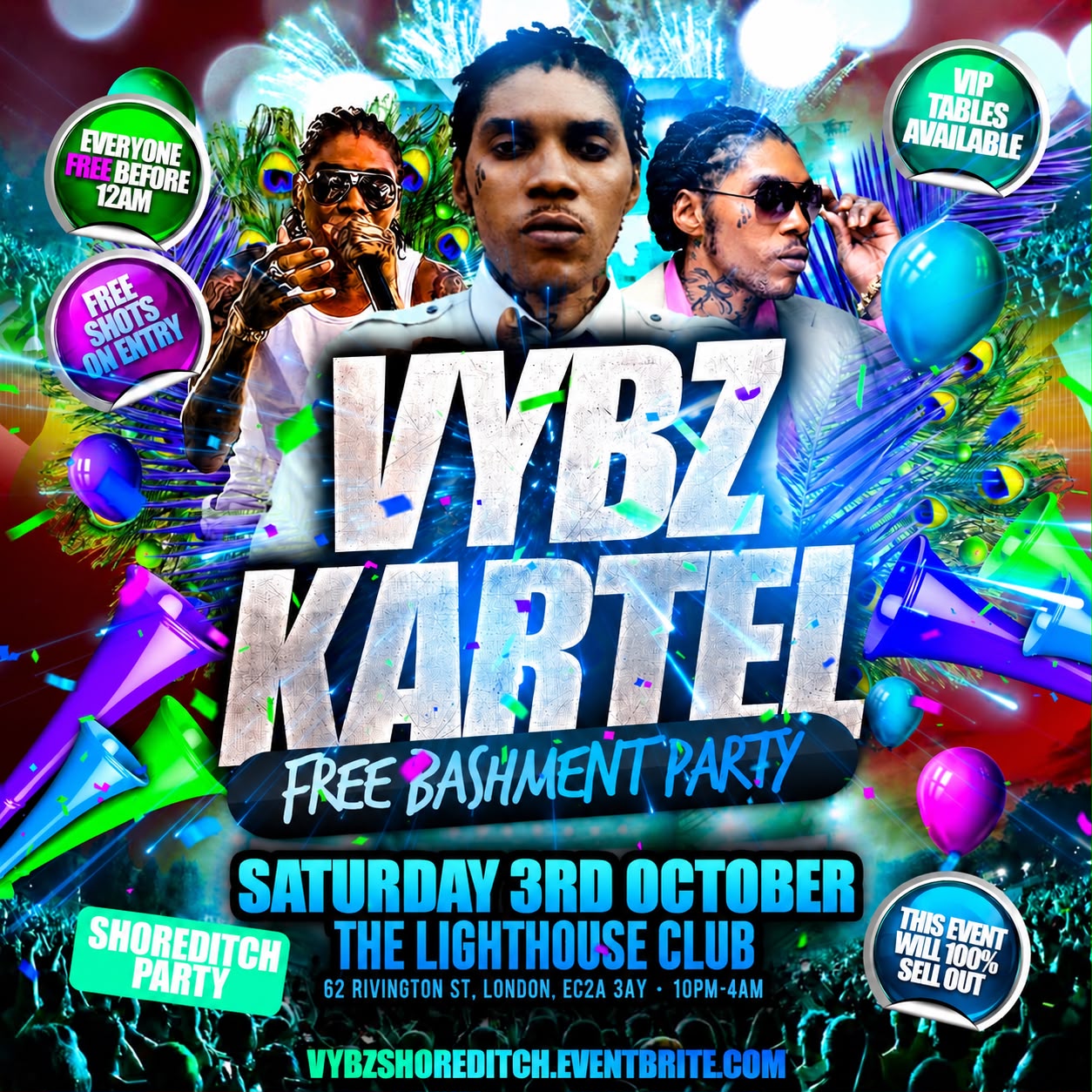 VYBZ Kartel - Free Bashment Party - Everyone Free Before 12AM
